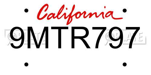 9MTR797 California License Plate