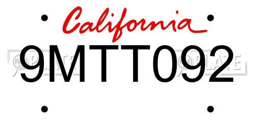 9MTT092 California License Plate