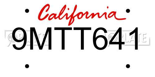 9MTT641 California License Plate