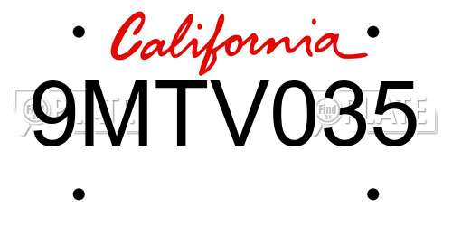 9MTV035 California License Plate