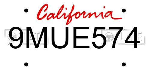 9MUE574 California License Plate
