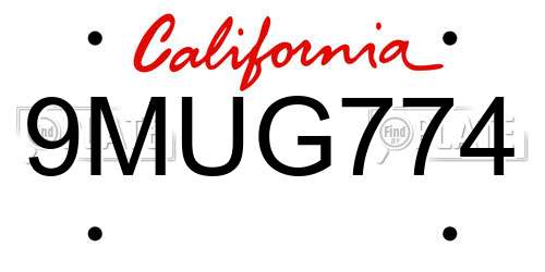 9MUG774 California License Plate