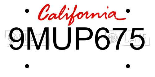 9MUP675 California License Plate