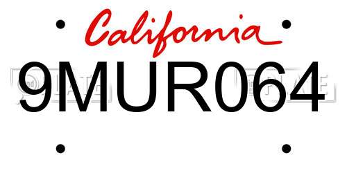 9MUR064 California License Plate