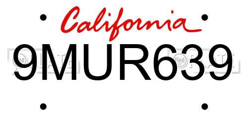 9MUR639 California License Plate