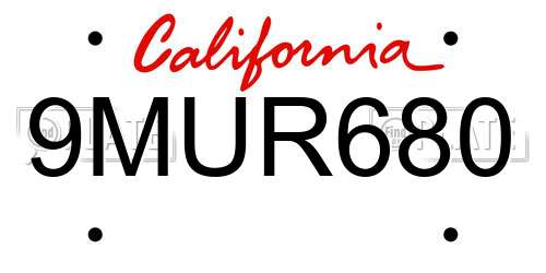 9MUR680 California License Plate