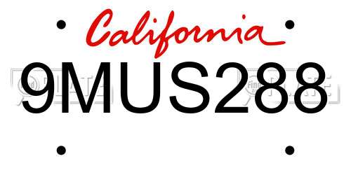 9MUS288 California License Plate
