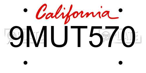 9MUT570 California License Plate