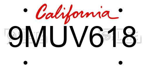 9MUV618 California License Plate