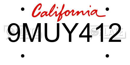 9MUY412 California License Plate