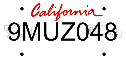 9MUZ048 California License Plate