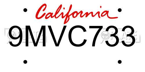 9MVC733 California License Plate