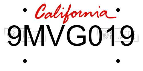9MVG019 California License Plate