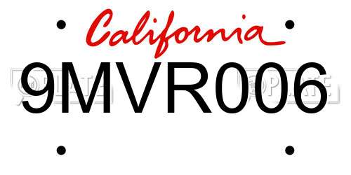 9MVR006 California License Plate