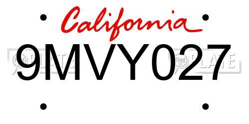 9MVY027 California License Plate