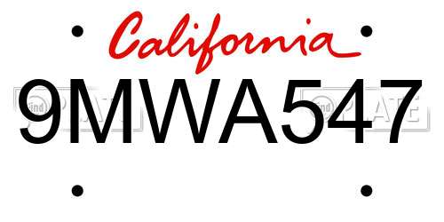 9MWA547 California License Plate