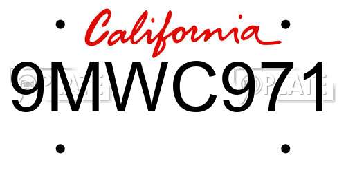 9MWC971 California License Plate