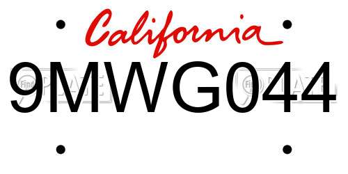 9MWG044 California License Plate
