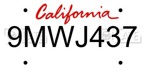 9MWJ437 California License Plate