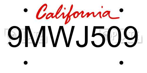9MWJ509 California License Plate