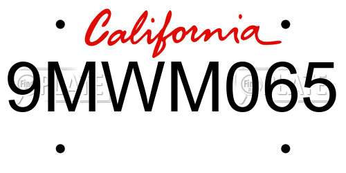 9MWM065 California License Plate