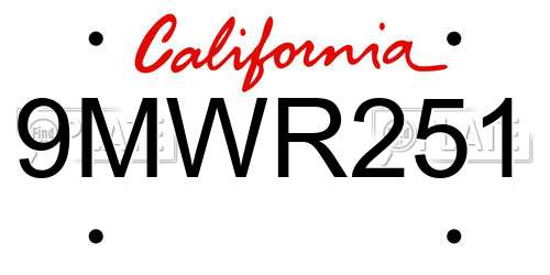 9MWR251 California License Plate