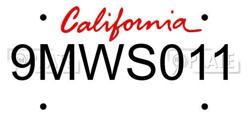 9MWS011 California License Plate