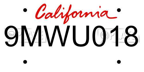 9MWU018 California License Plate
