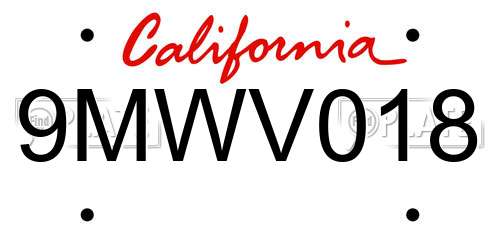 9MWV018 California License Plate