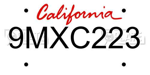 9MXC223 California License Plate