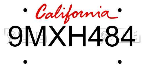 9MXH484 California License Plate