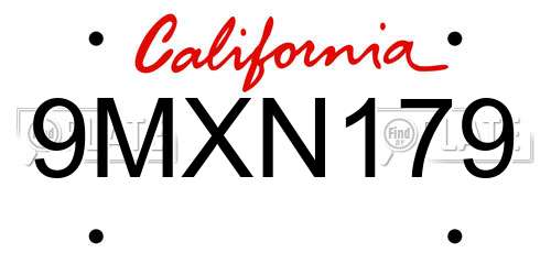 9MXN179 California License Plate
