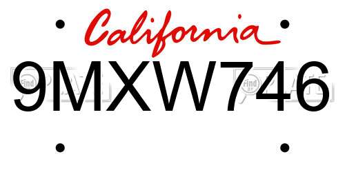 9MXW746 California License Plate