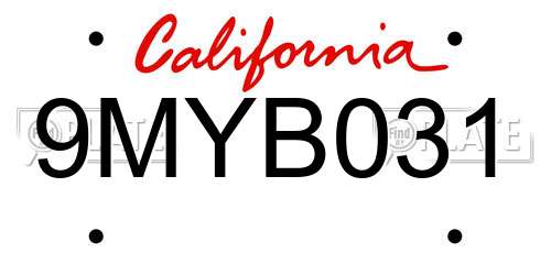 9MYB031 California License Plate