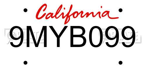 9MYB099 California License Plate