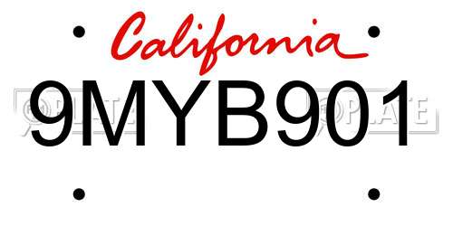9MYB901 California License Plate