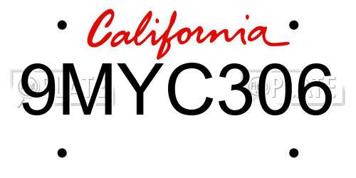 9MYC306 California License Plate
