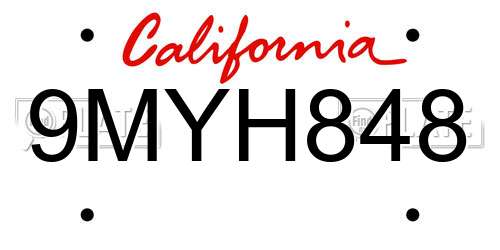 9MYH848 California License Plate