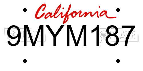 9MYM187 California License Plate