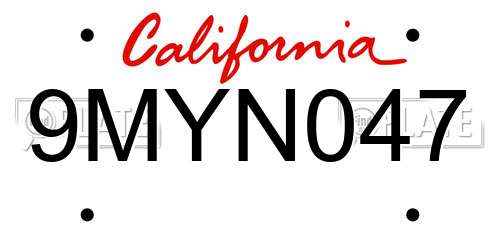 9MYN047 California License Plate