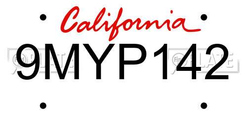 9MYP142 California License Plate