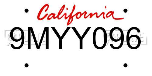 9MYY096 California License Plate