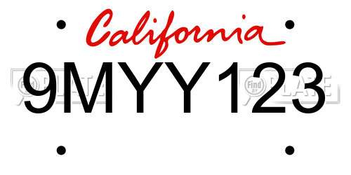 9MYY123 California License Plate
