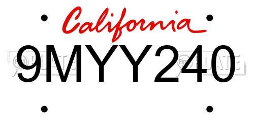 9MYY240 California License Plate