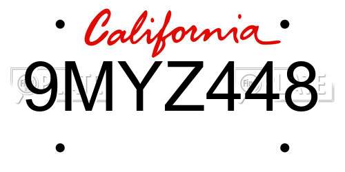 9MYZ448 California License Plate