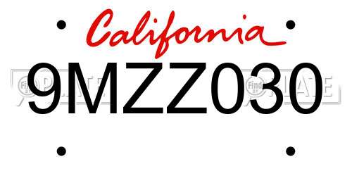 9MZZ030 California License Plate