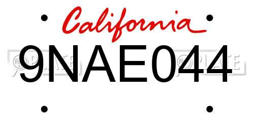 9NAE044 California License Plate