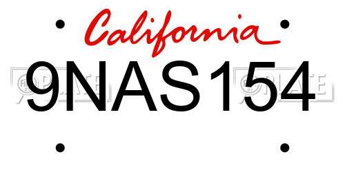 9NAS154 California License Plate