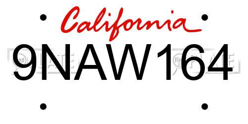 9NAW164 California License Plate