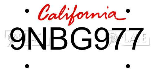 9NBG977 California License Plate